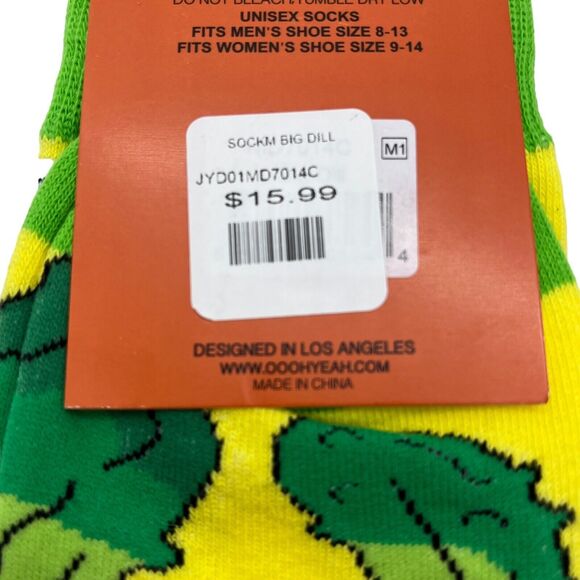 Oooh Yeah Pickle Socks Big Dill Size Doesn't Matter Novelty Print Unisex Yellow - Picture 7 of 15